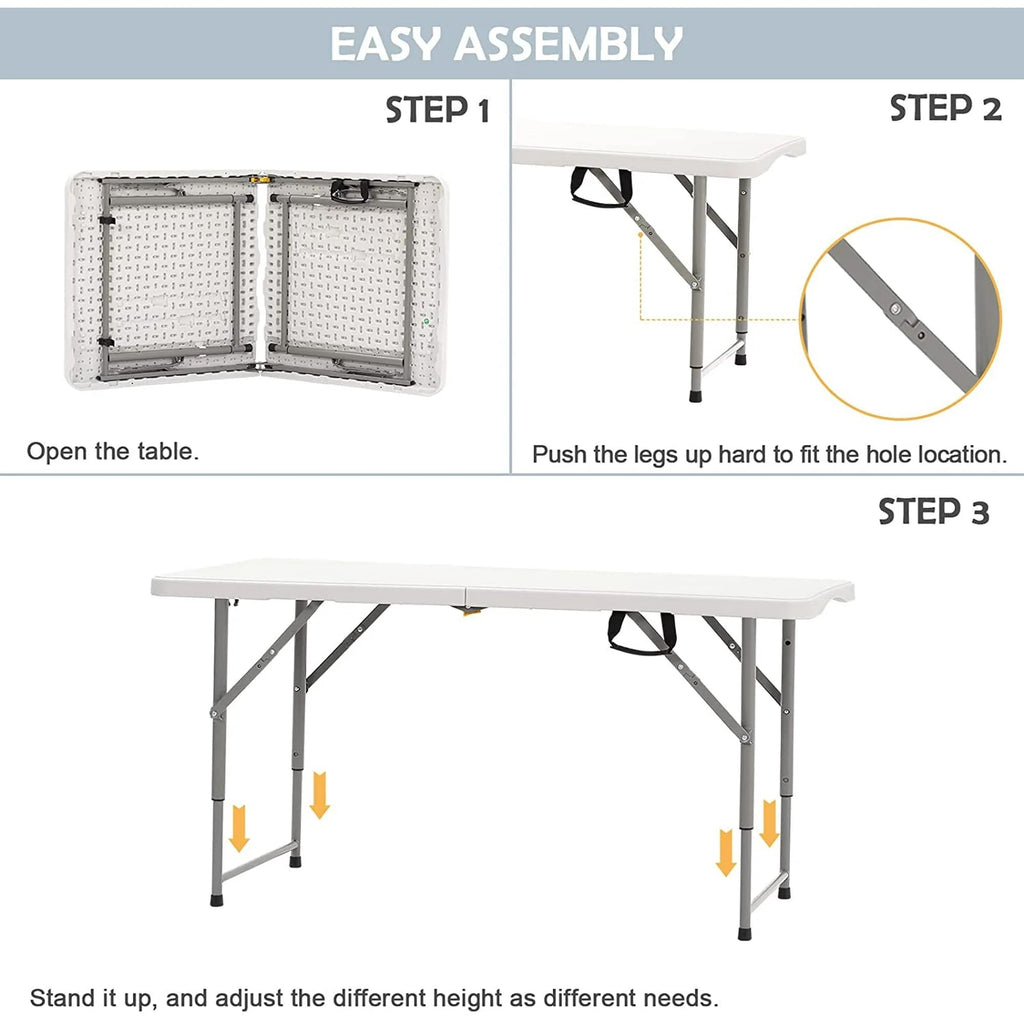 4 Foot Portable Heavy Duty Plastic Folding Table B920139