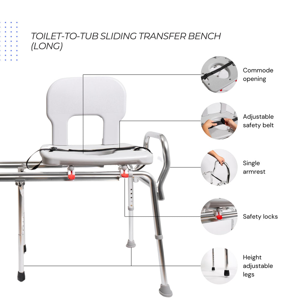 Toilet-to-Tub Transfer Bench with Cut Out Seat W86056