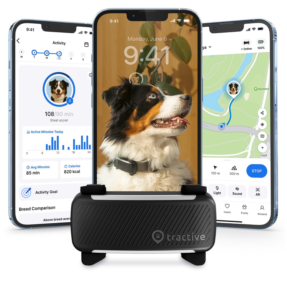 Black Smart Dog GPS Tracker with Virtual Fence M567860