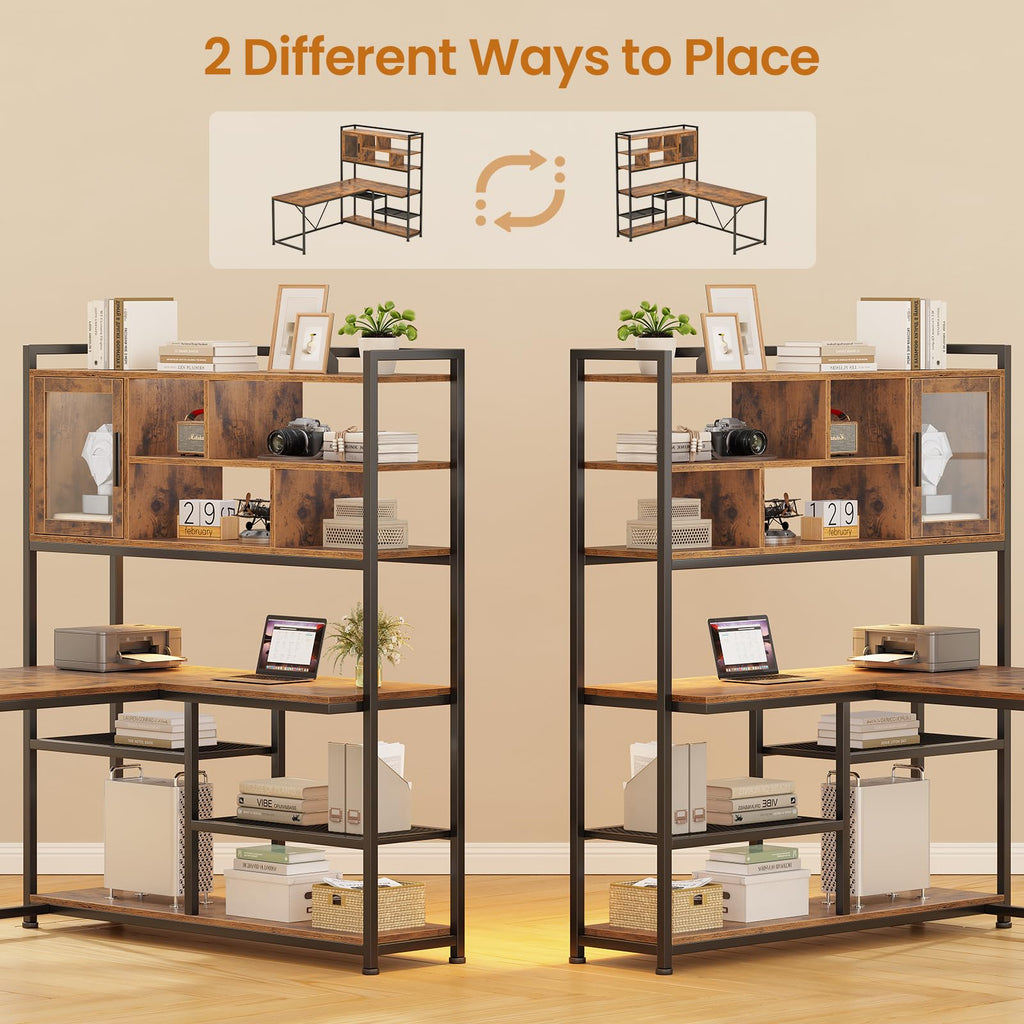 L Shaped Computer Desk with Storage Shelves Z2552