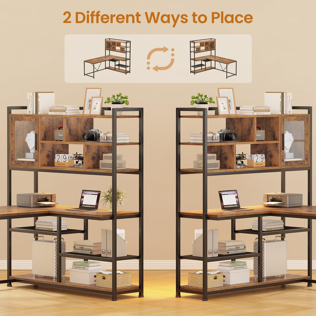 L Shaped Computer Desk with Storage Shelves Z2552