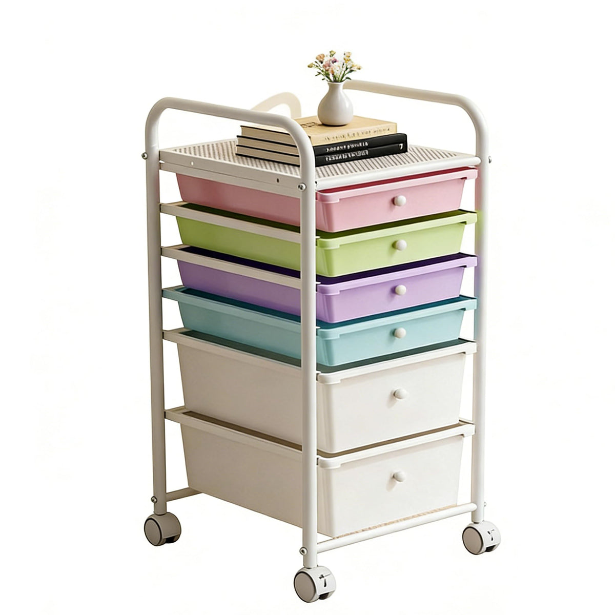 6 Drawers Rolling Storage Cart with Metal Frame E5050