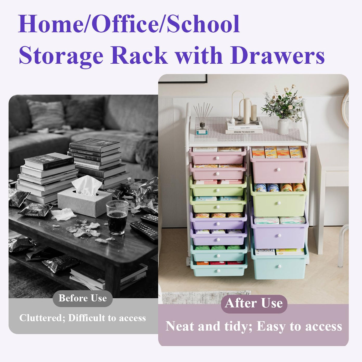 6 Drawers Rolling Storage Cart with Metal Frame E5050