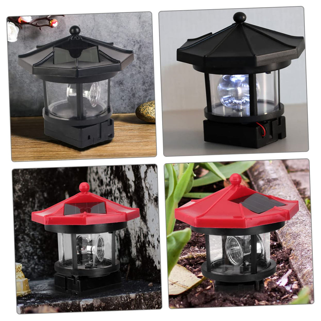 Solar Lighthouse Rotating Lamp Resin Garden Decorative Lights B745