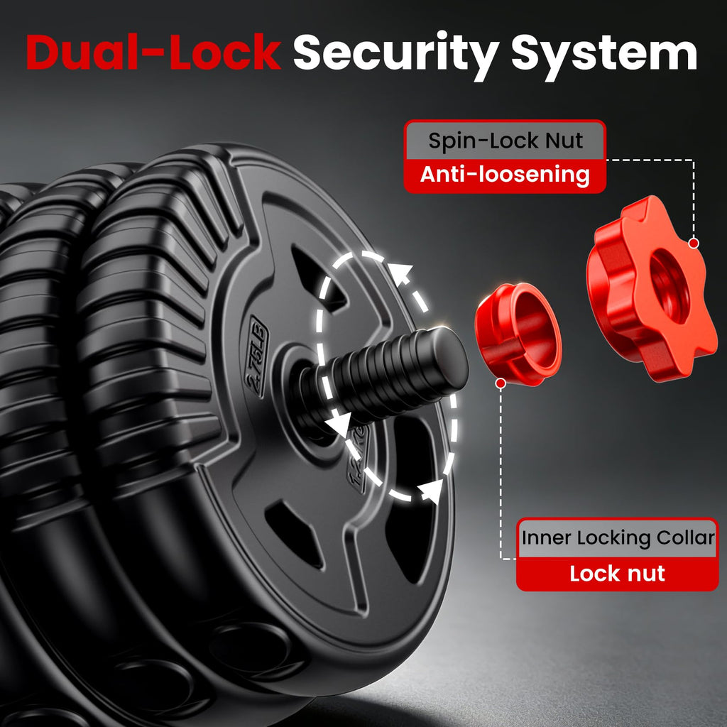 Adjustable Dumbbell Set 22/33/45/70/90lb Free Weight Set with Connector V267746
