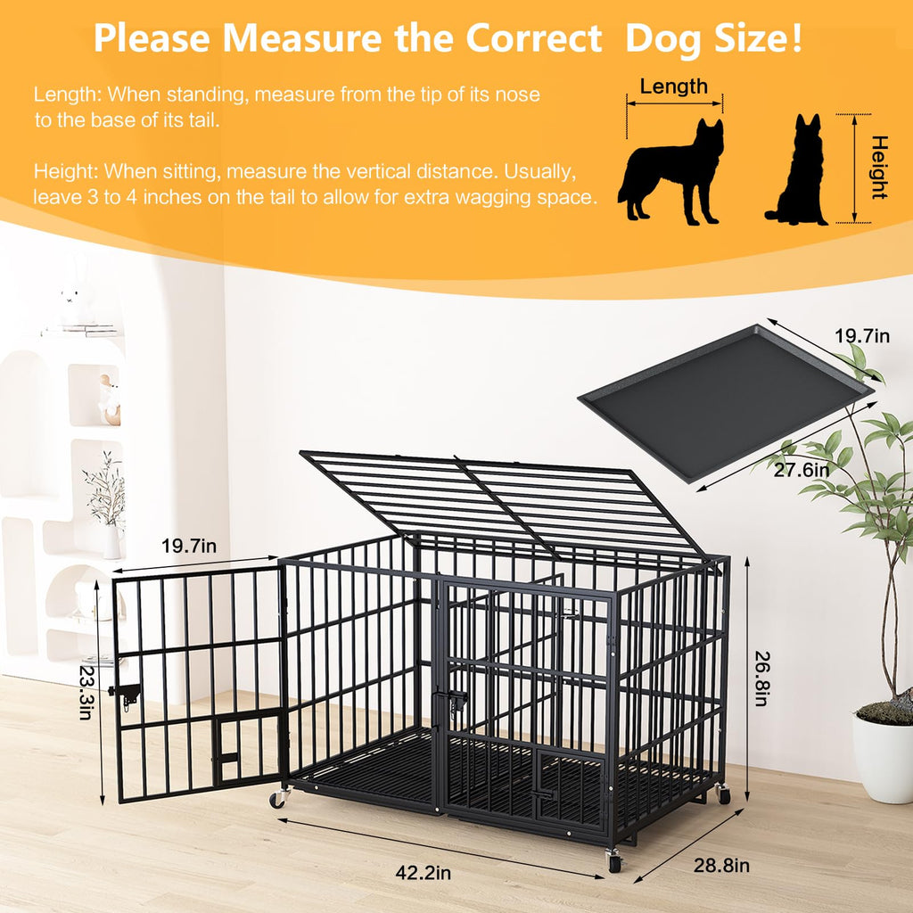 42 Inch Heavy Duty Metal Dog Crate with Divider M382482