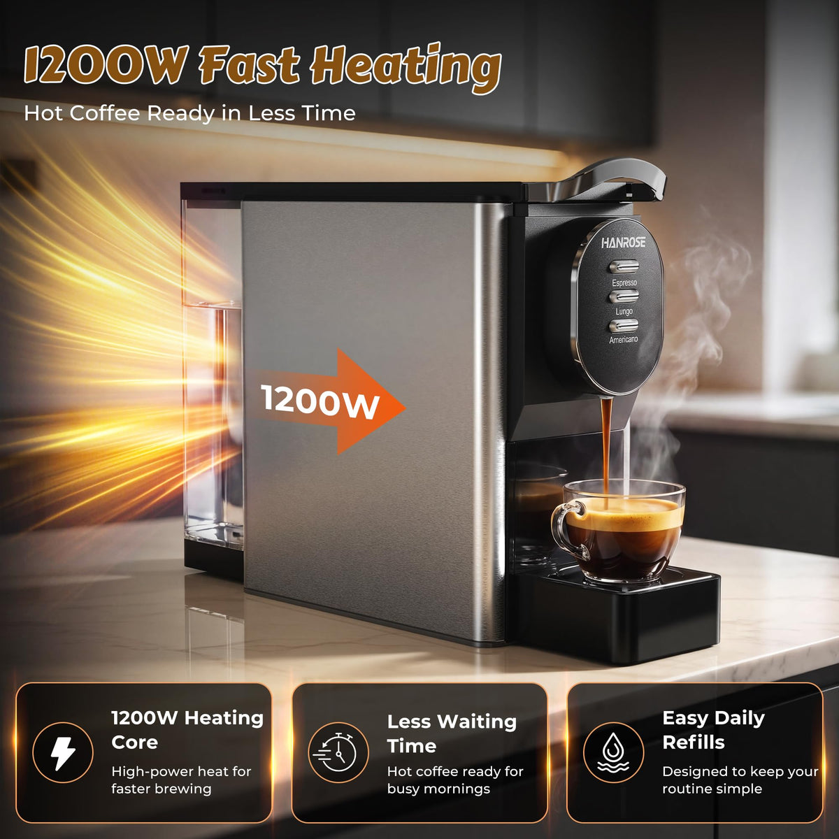 Stainless Steel 20 Bar Espresso Machine N9998