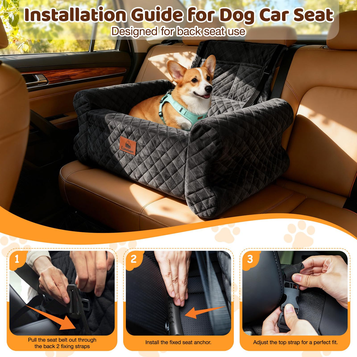 Memory Foam Dog Car Seat H91424