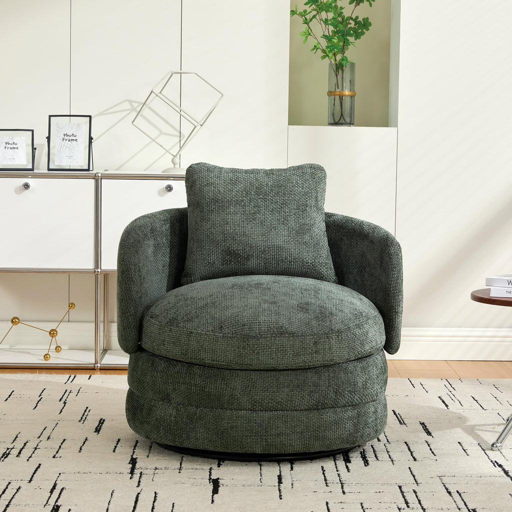 30" Modern Round Set of 2 Swivel Chenille Upholstered Barrel Chair F9377