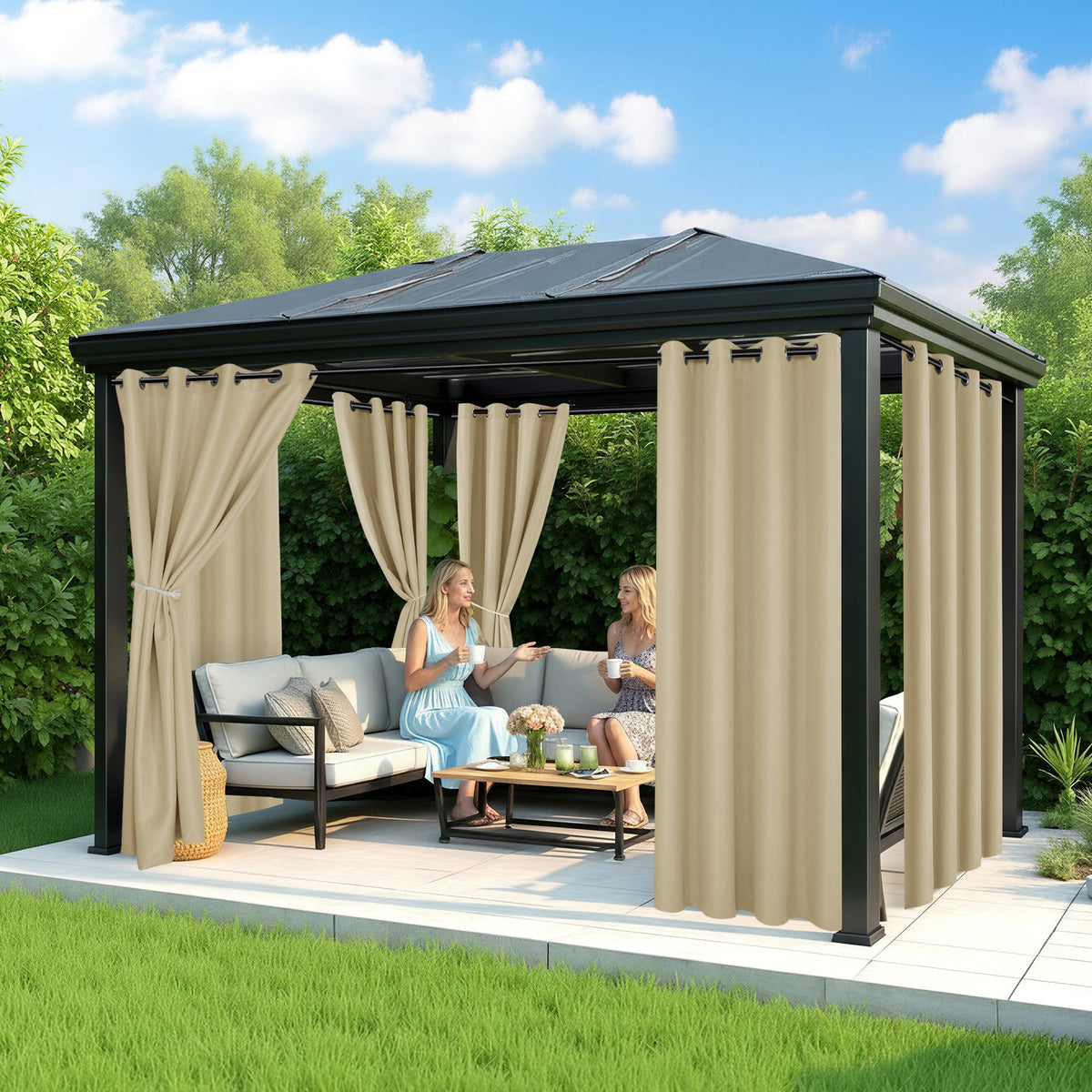 Waterproof Outdoor Curtains 6 Panels V292