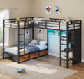 Black Twin Over Twin Triple Bunk Bed with 9 Storage Drawers N726902