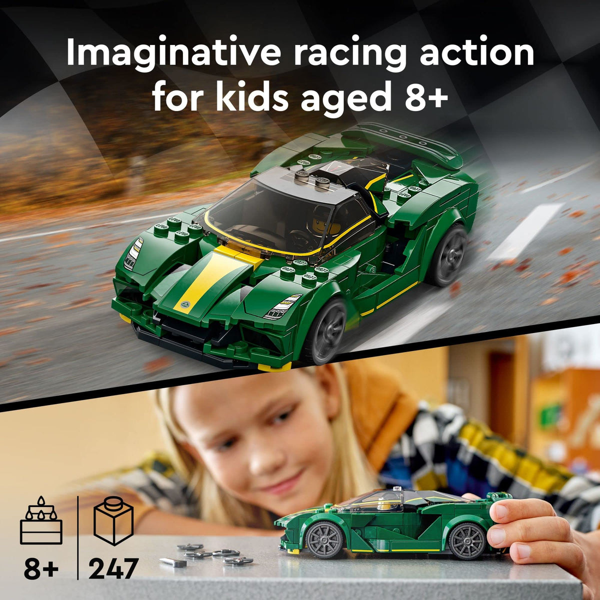 Race Car Toy Model with Racing Driver Minifigure T493