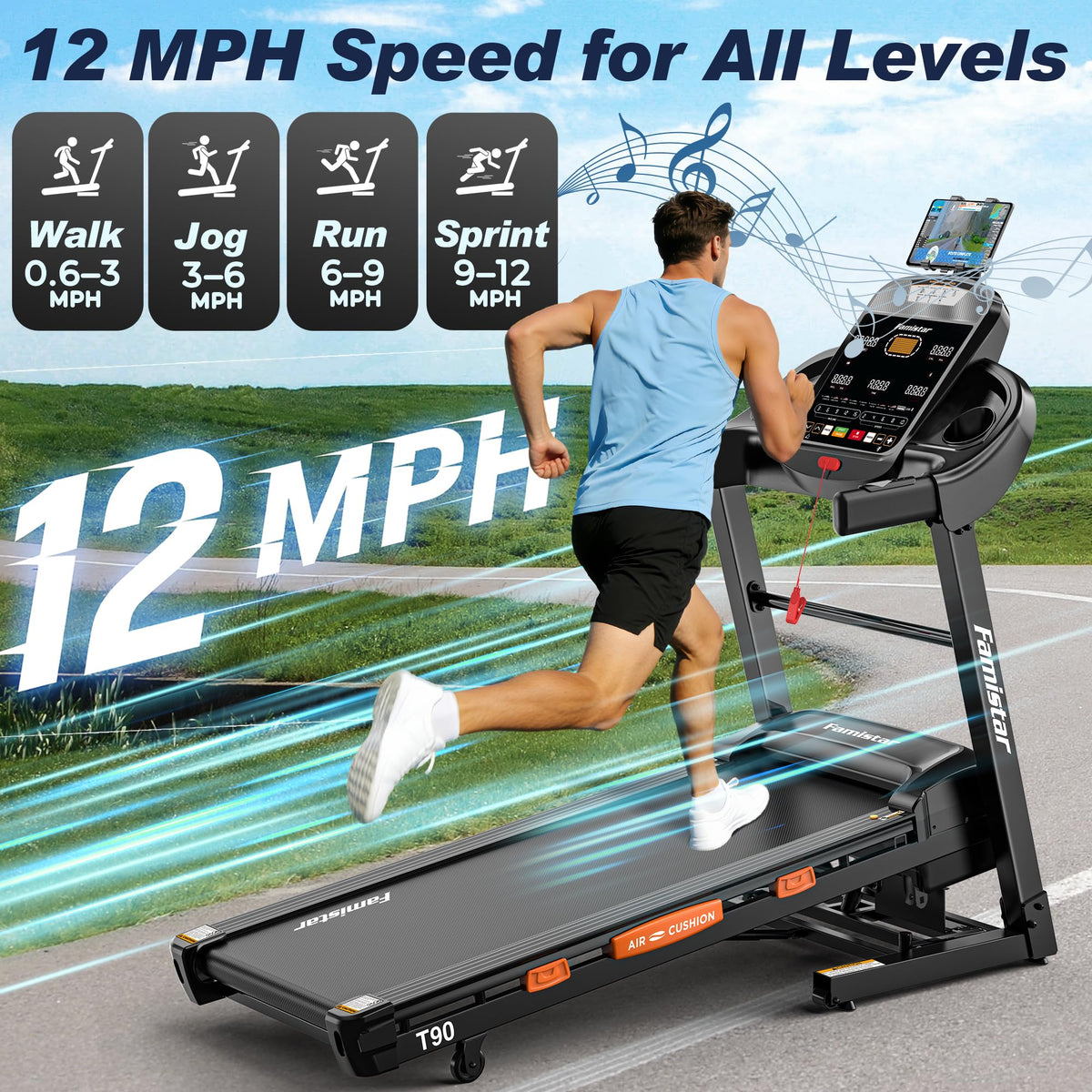 Foldable Treadmill with 18.5" Wide Belt X8115
