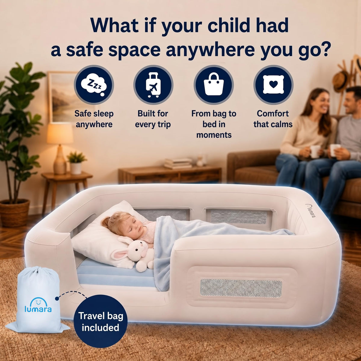 Inflatable Toddler Travel Bed with Electric Pump V225