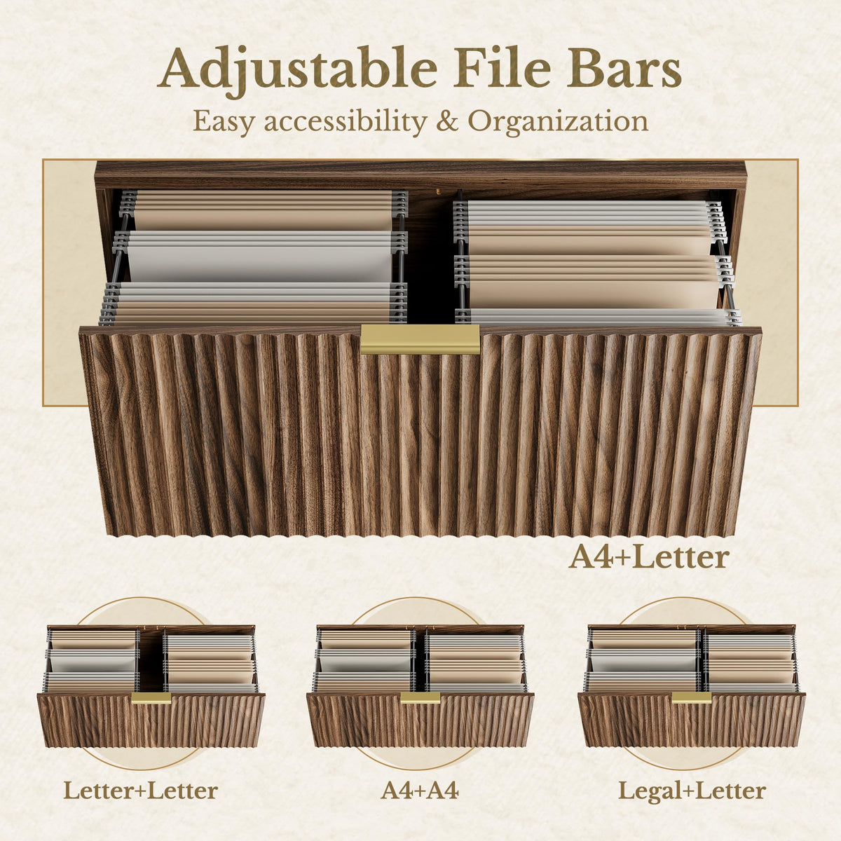 Black Walnut 2 Drawer Fluted Lateral File Cabinet U996
