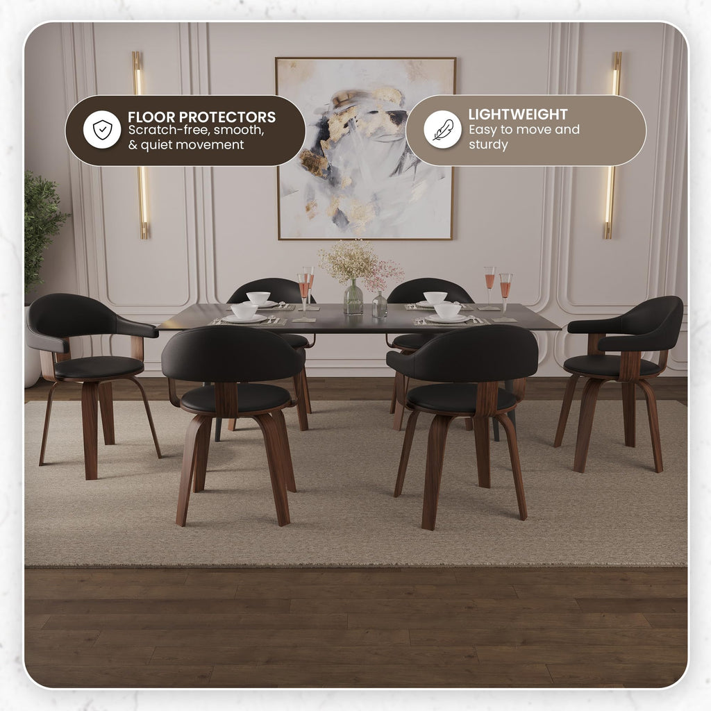 Black Leather Upholstered Swivel Dining Chair with Armrests G2295