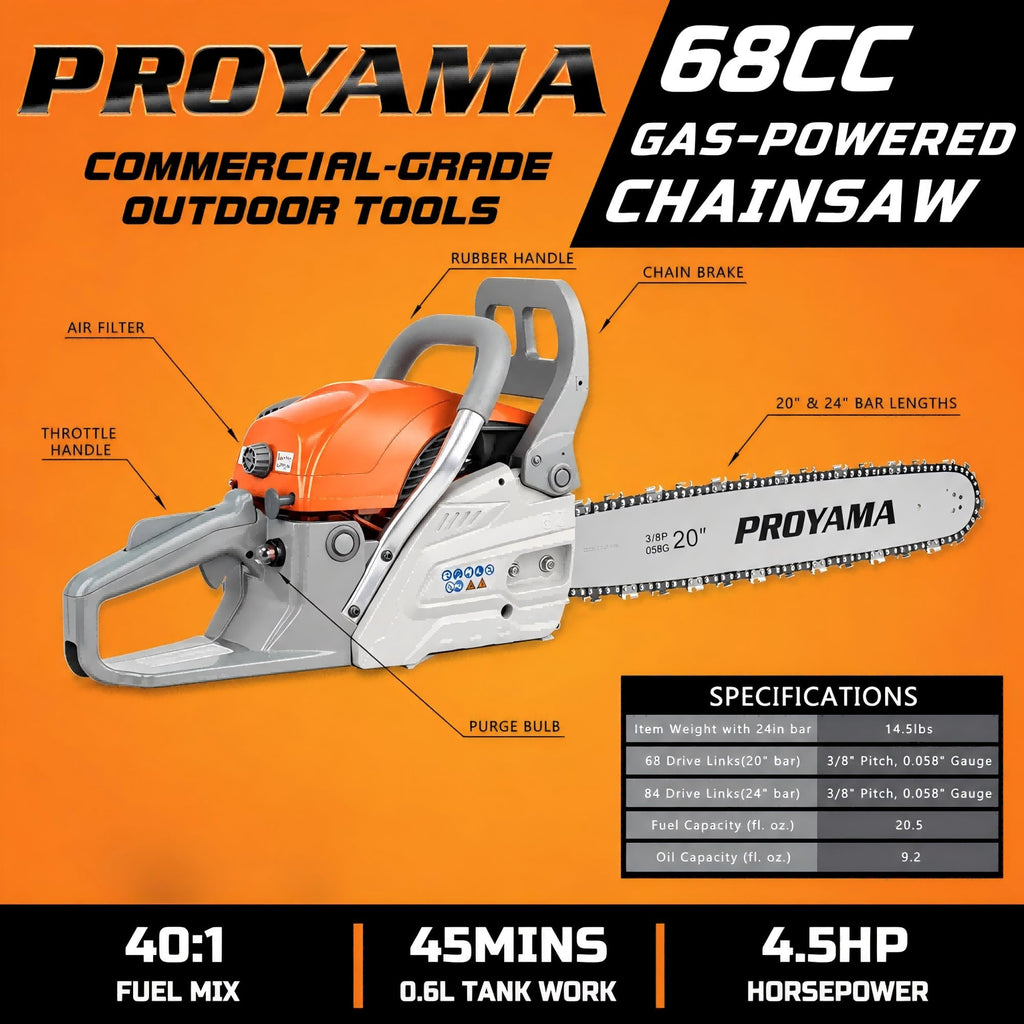 68CC Gas Powered Chainsaw O4047