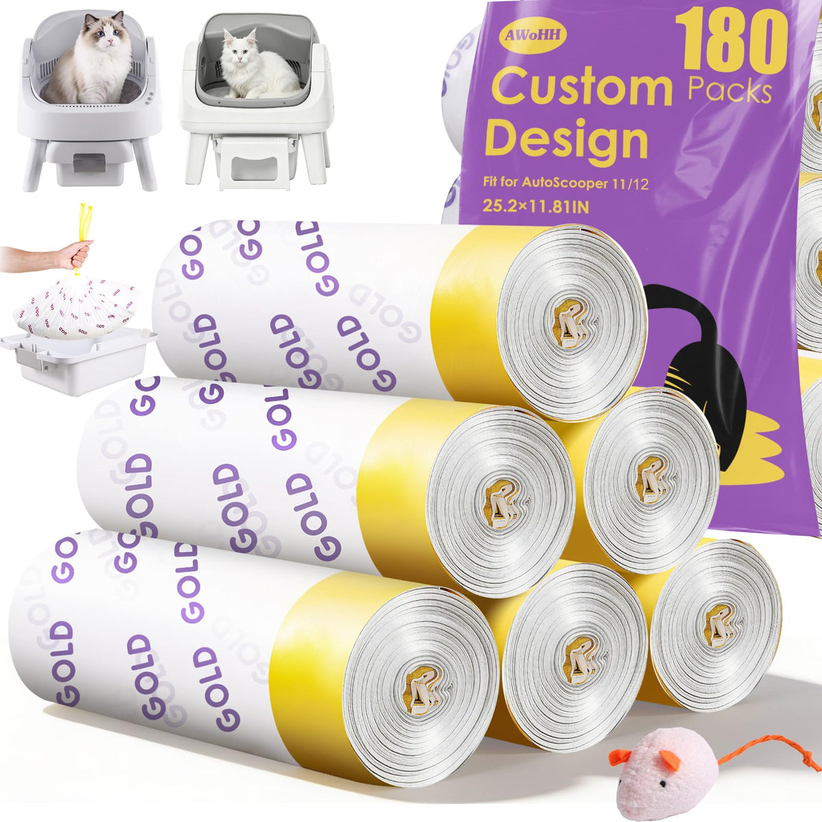 180 Count Automatic Cat Litter Bags O320