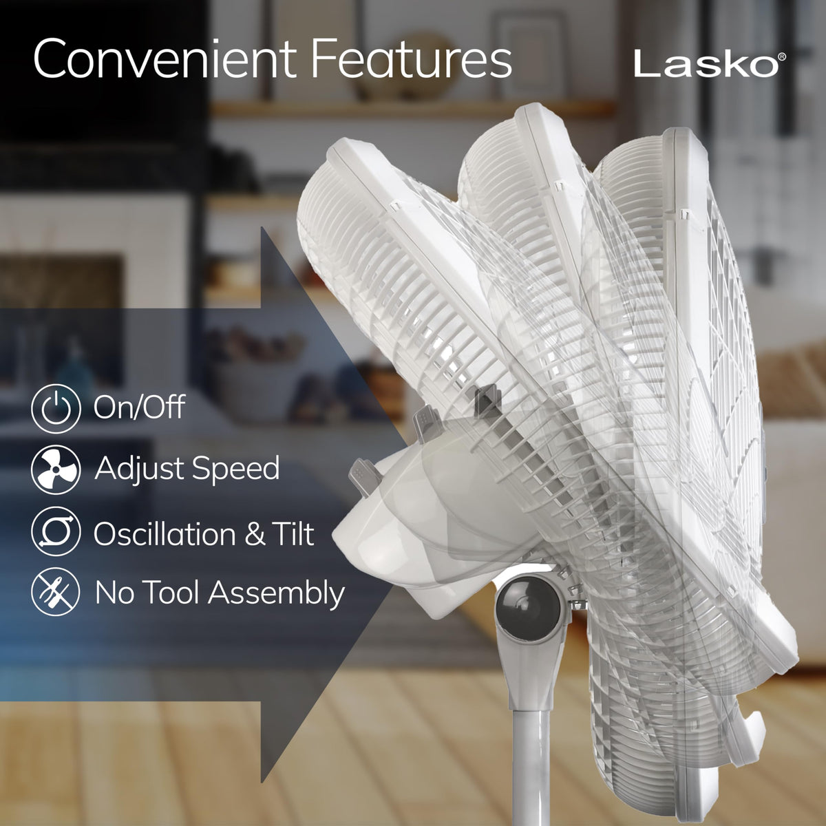 Oscillating Pedestal Fan with Adjustable Height and 3 Cooling Speeds, 18", White C60604