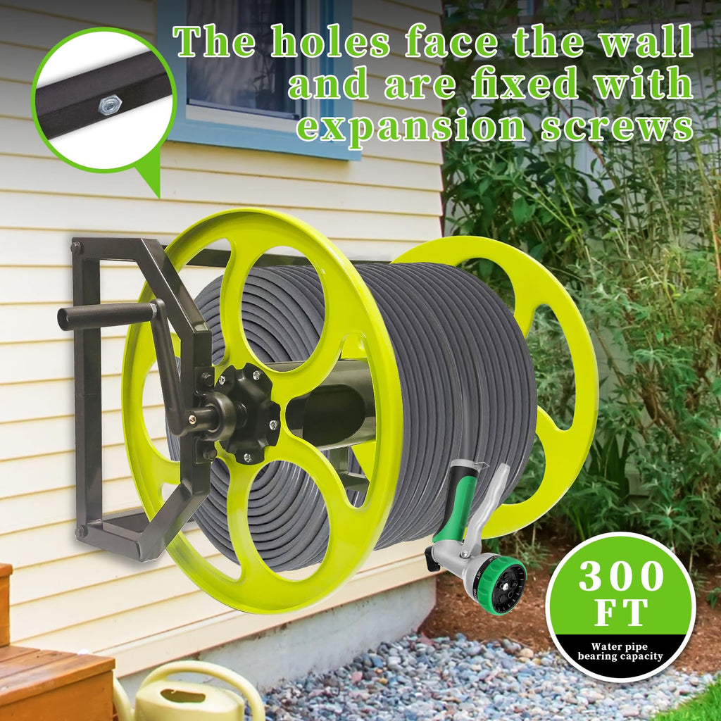 Wall/Floor Mount Garden Hose Reel with Crank W34959