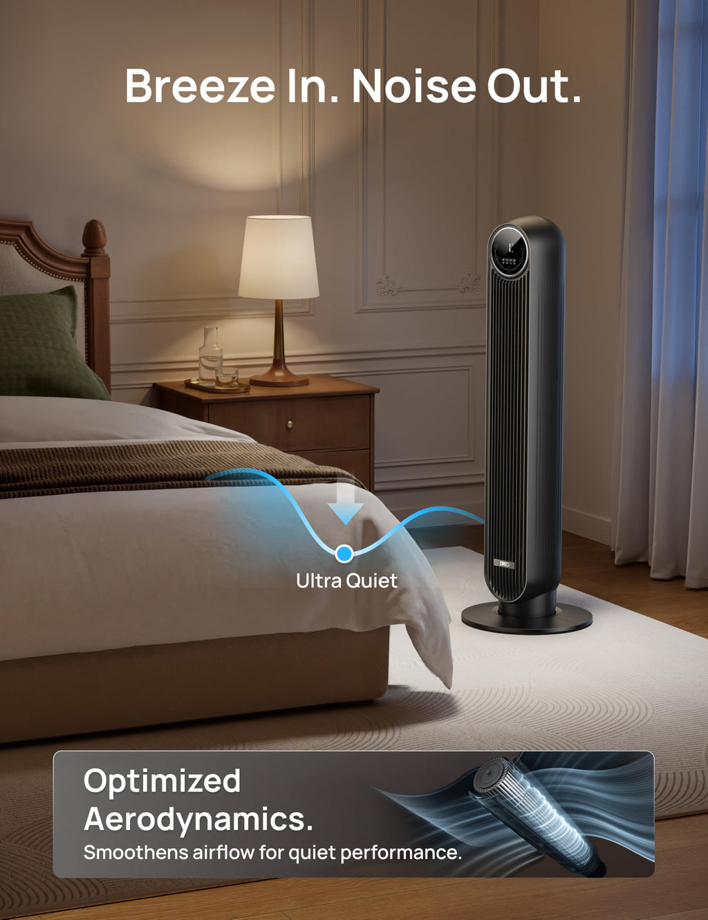 Ultra Quiet Tower Fan, 8 Speeds J206