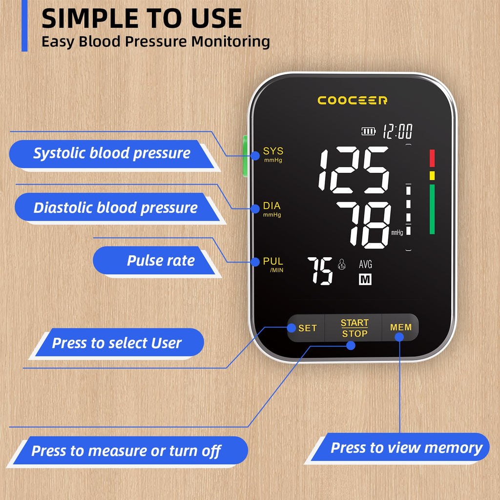 Automatic Upper Arm Blood Pressure Monitor with Adjustable Cuff F42167