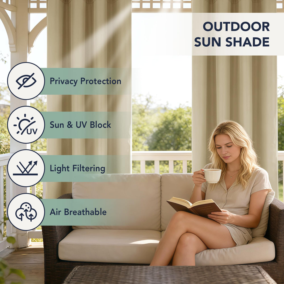 Waterproof Outdoor Curtains 6 Panels V292