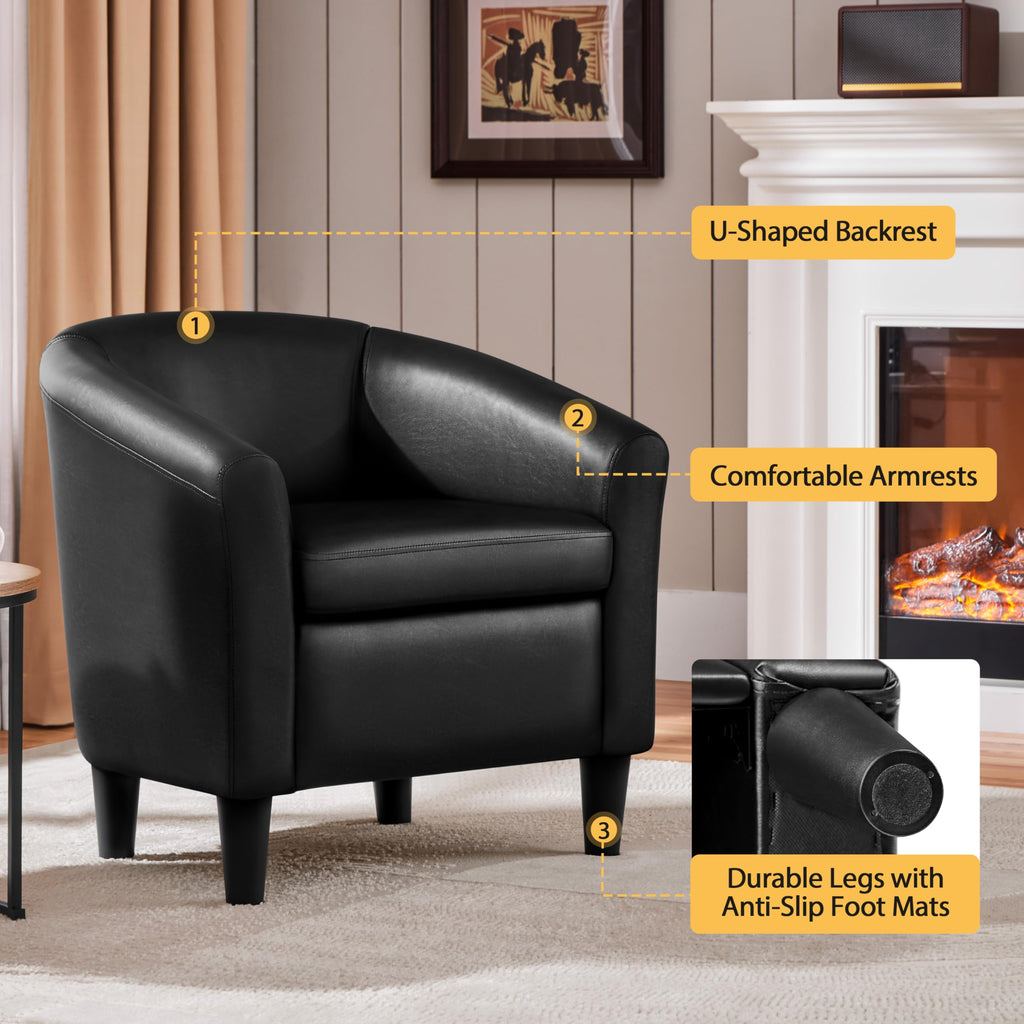 Black Faux Leather Accent Chair S47194