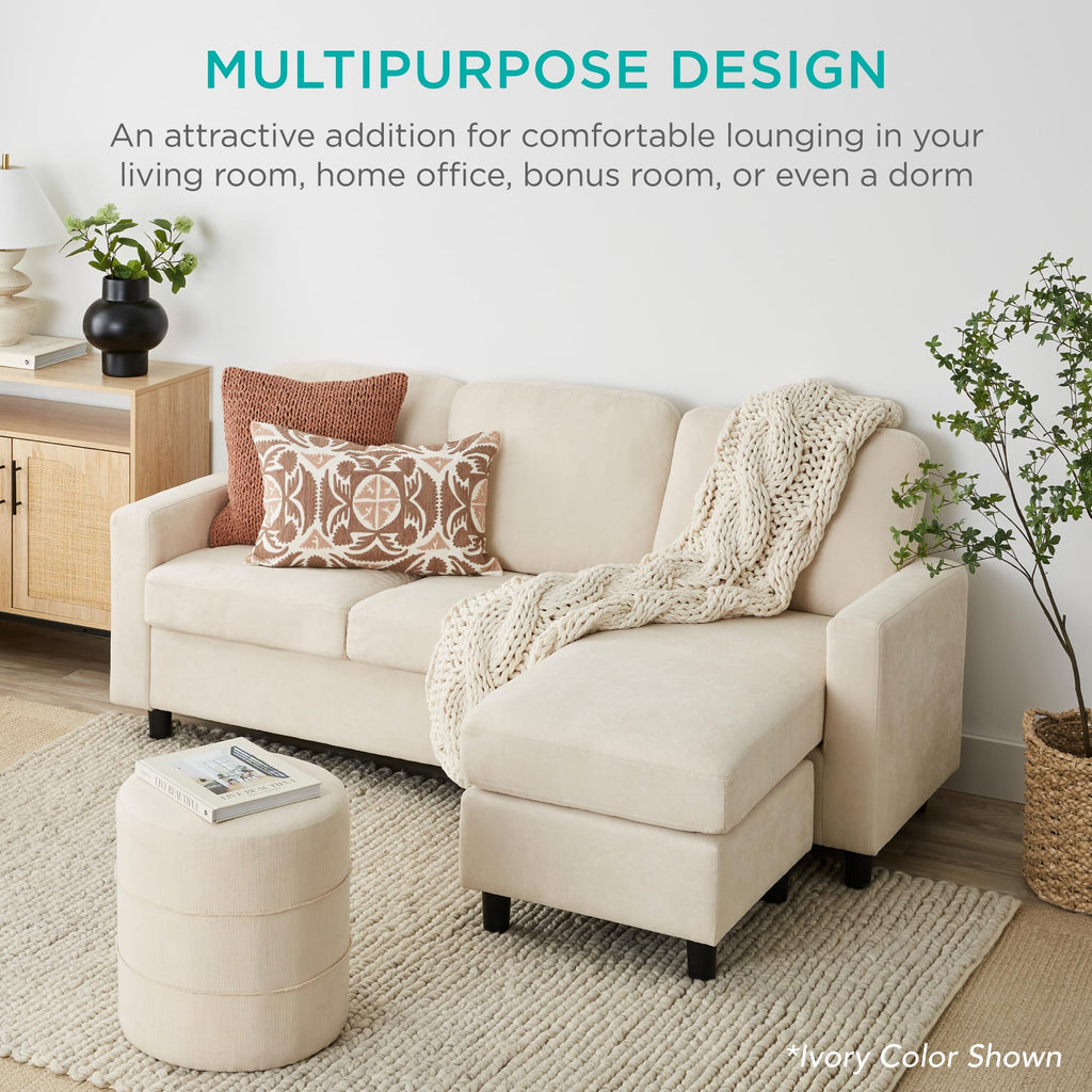 Light Gray Upholstered Sectional Sofa with Chaise E817