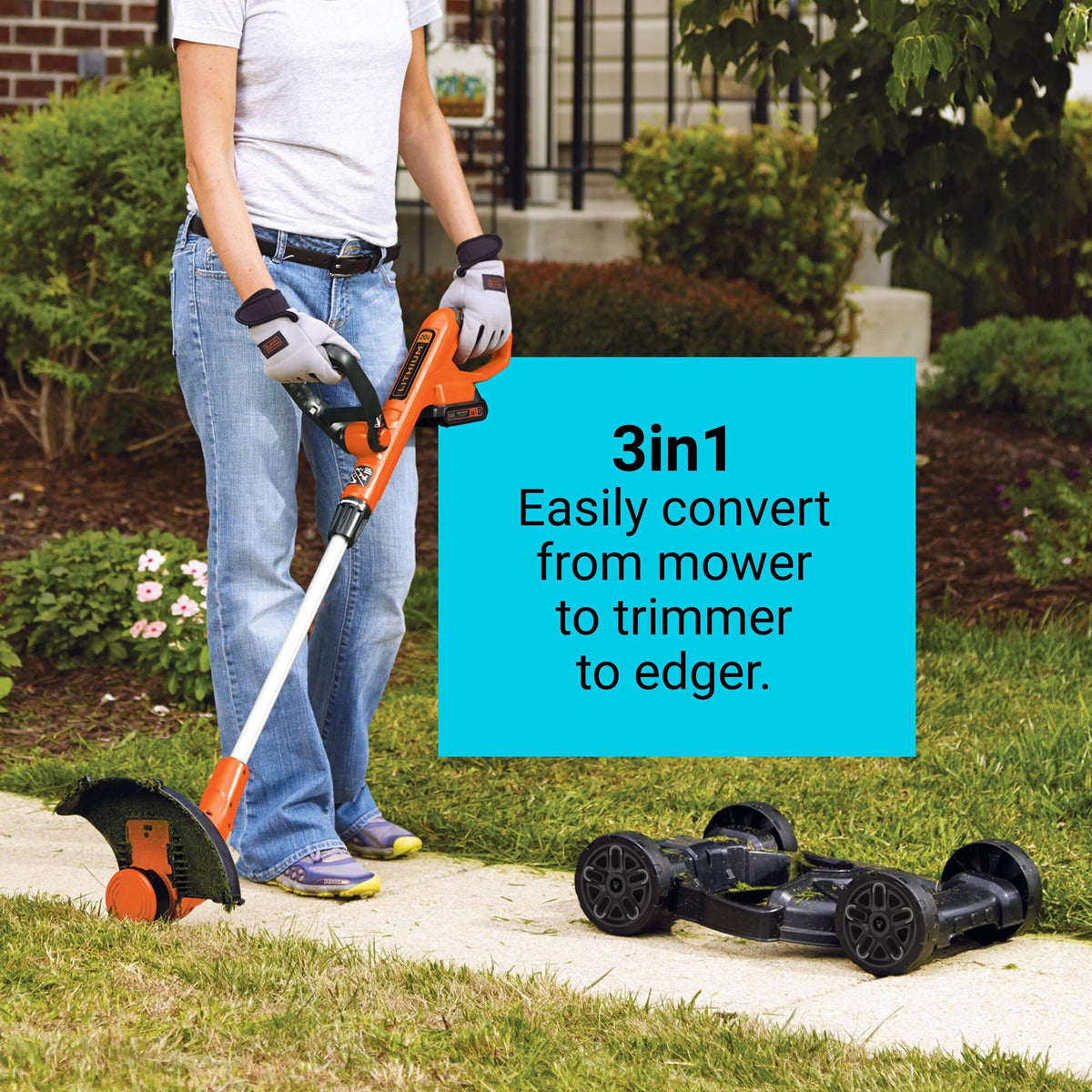 Cordless 3 in 1 Weed Eater, Lawn Edger and Lawn Mower A3373