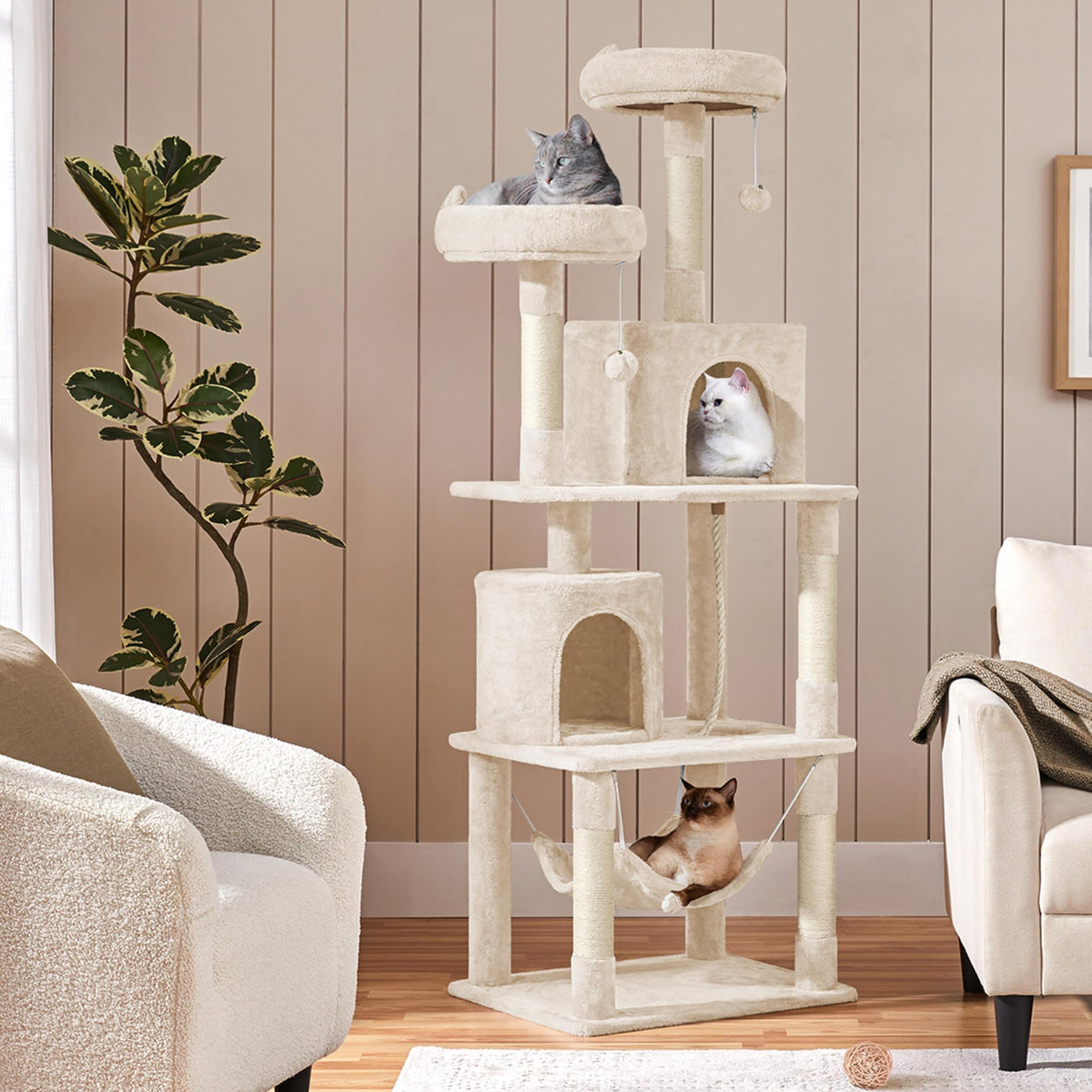 Beige 70.5in Multi-Level Cat Tree K947957