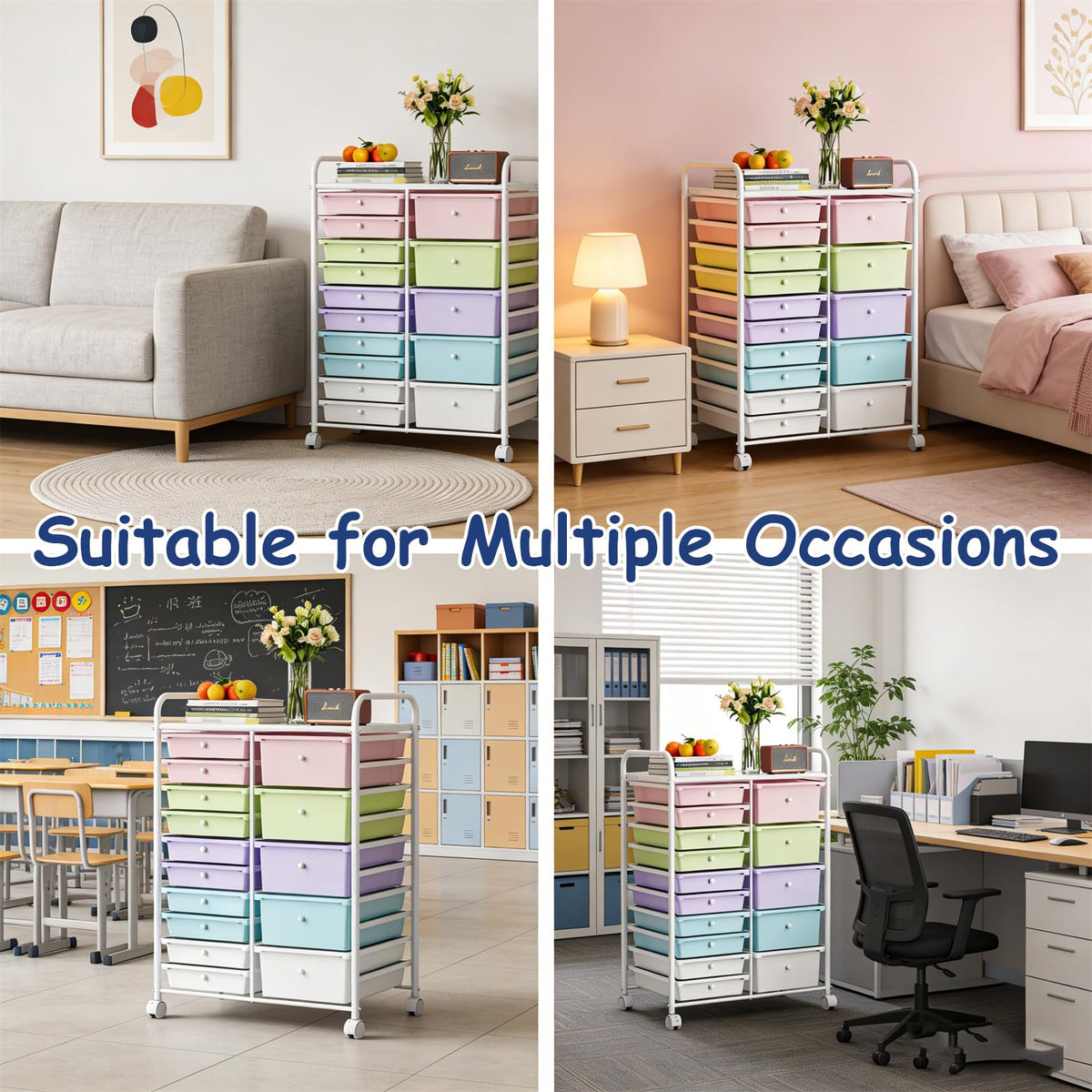 6 Drawers Rolling Storage Cart with Metal Frame E5050