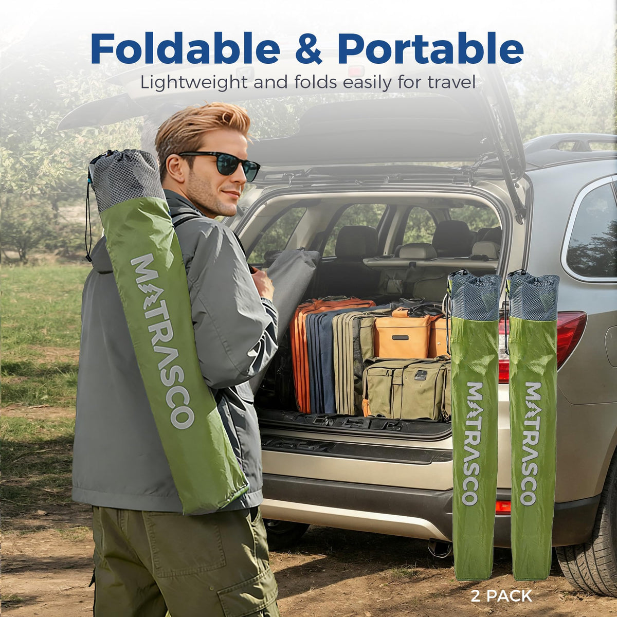 Oversized XL Camping Chair 2-Pack with Mesh Back, Green Q23927
