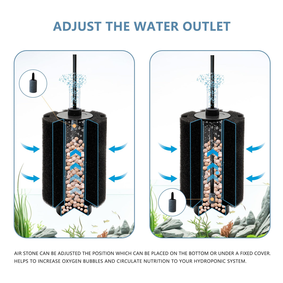 150 Gal Aquarium Sponge Filter with Air Stone Y4241