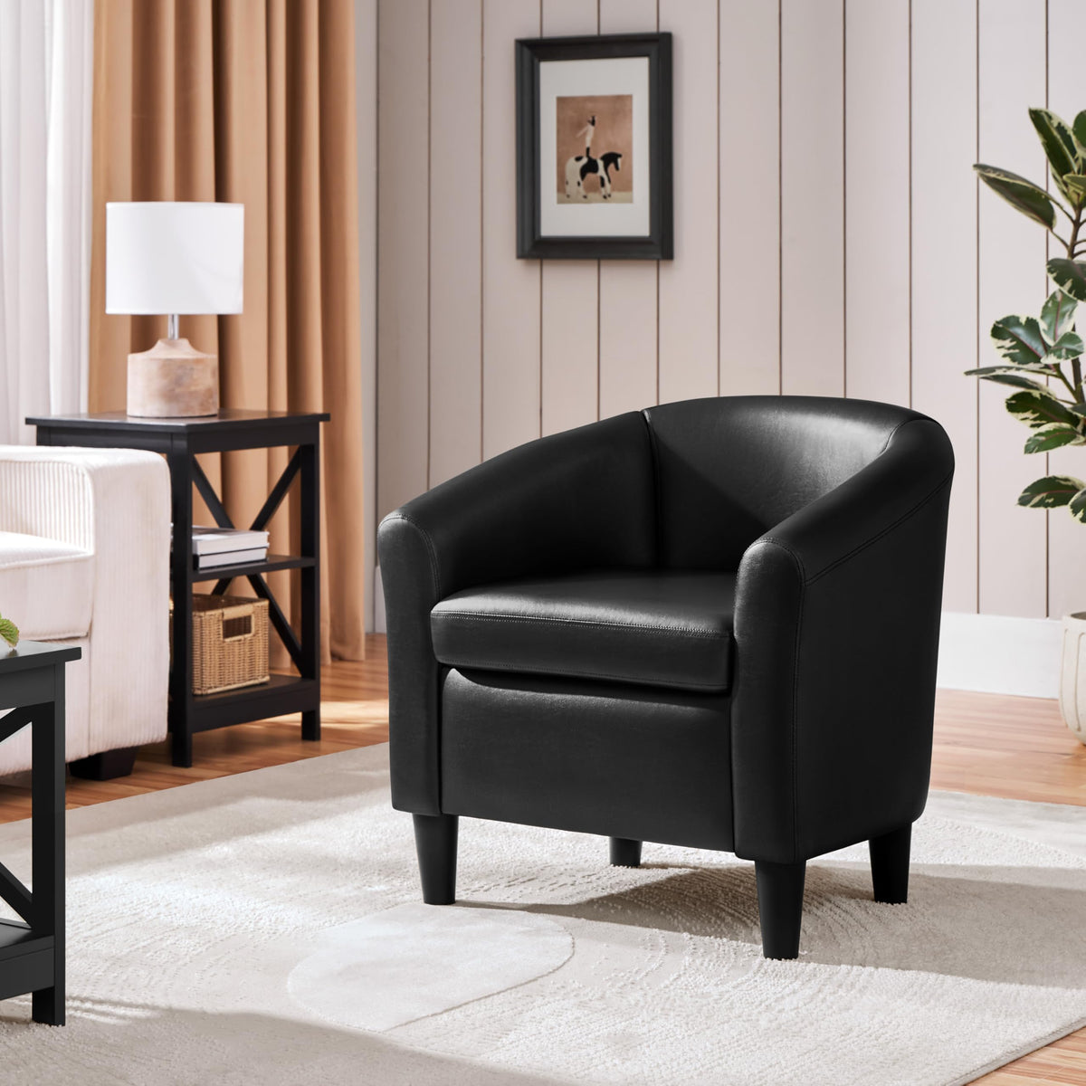 Black Faux Leather Accent Chair S47194