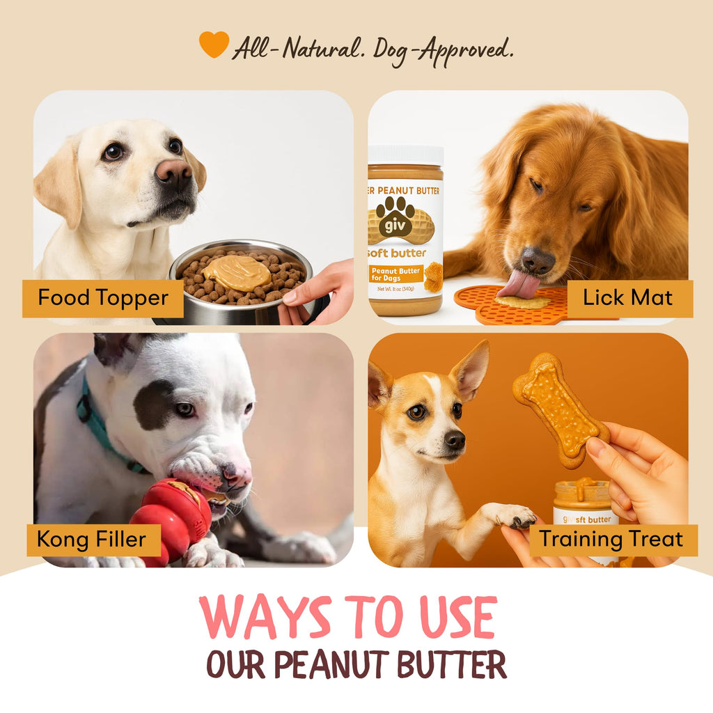 All Natural Peanut Butter for Dogs, 2 Ingredients, 4oz Pouches (6 Count) O9932