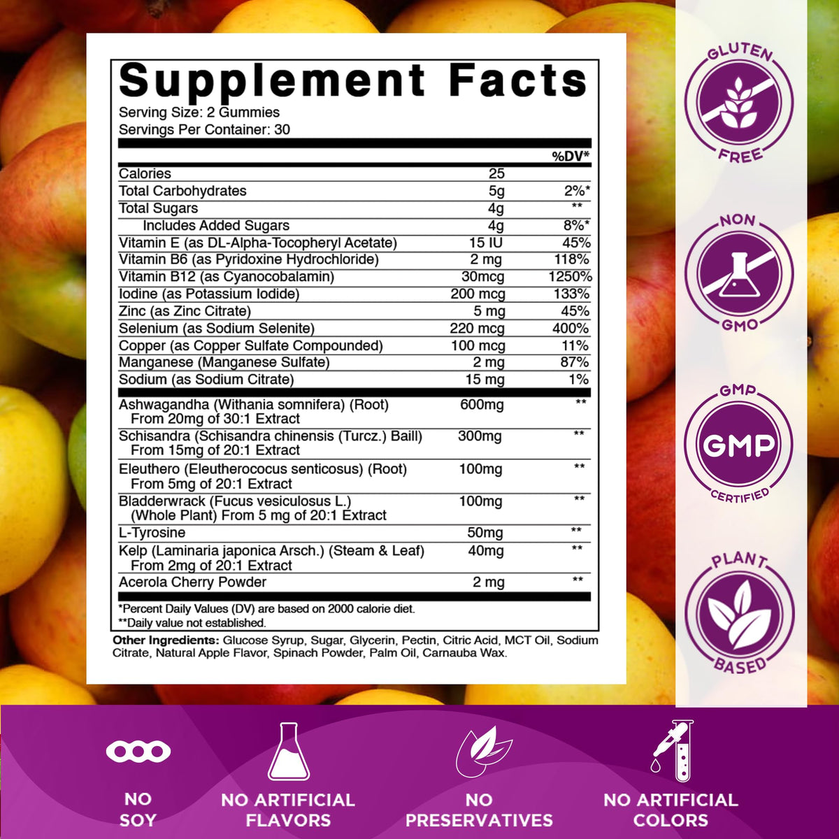 Thyroid Gummies with Iodine & Kelp, 60 Gummies J717