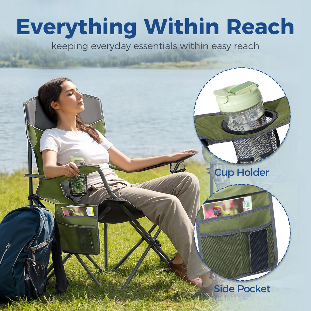 Oversized XL Camping Chair 2-Pack with Mesh Back, Green Q23927