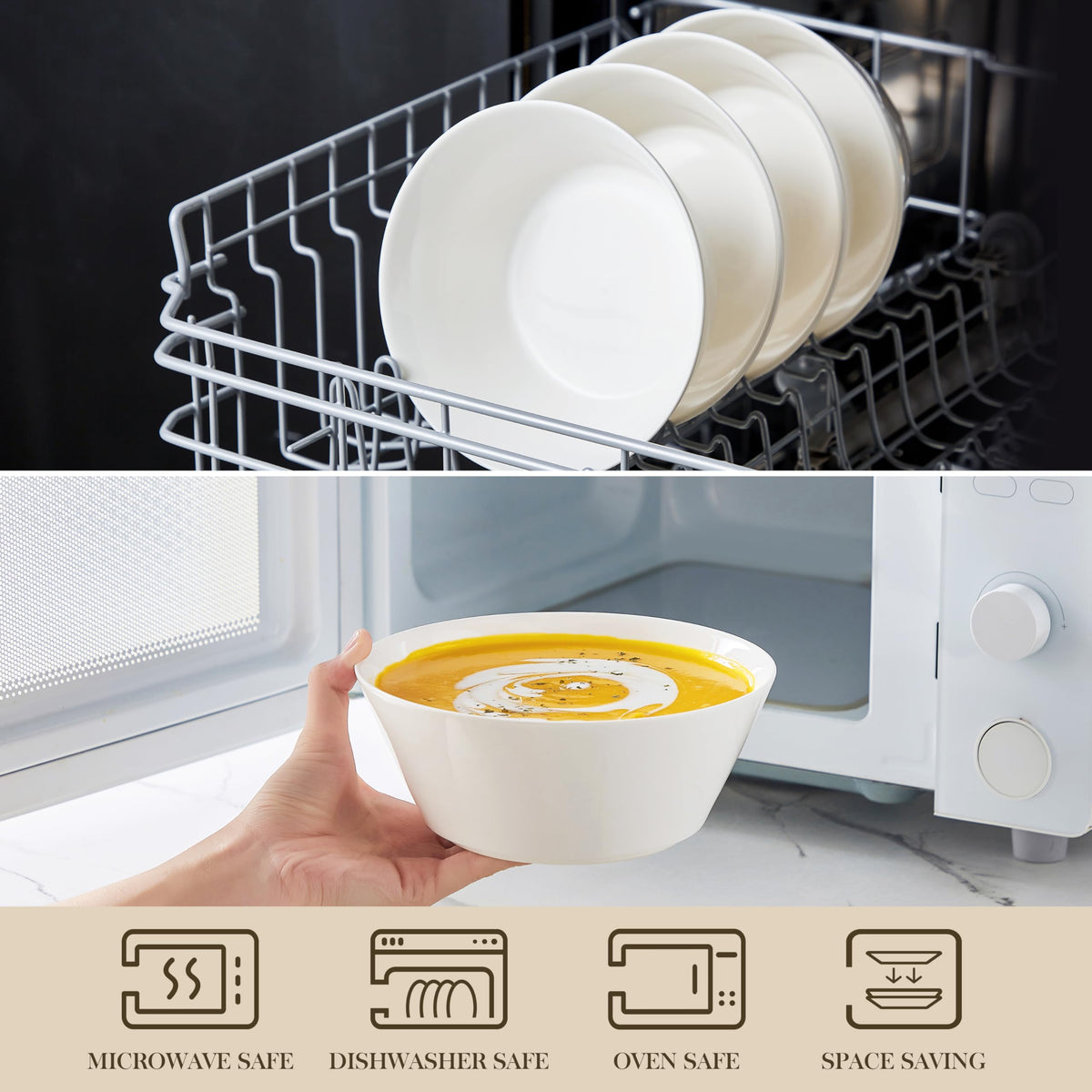 White 35 OZ Soup Bowls Set of 4 U65456