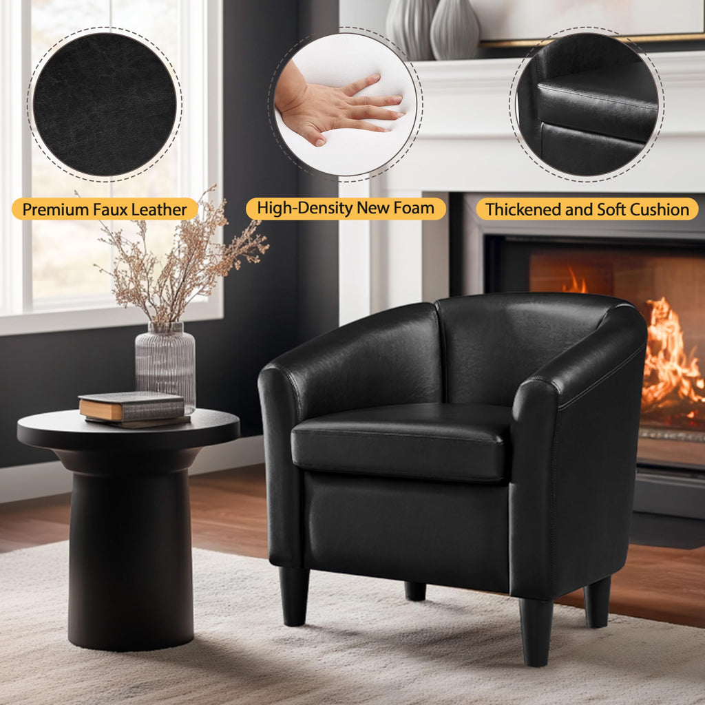 Black Faux Leather Accent Chair S47194