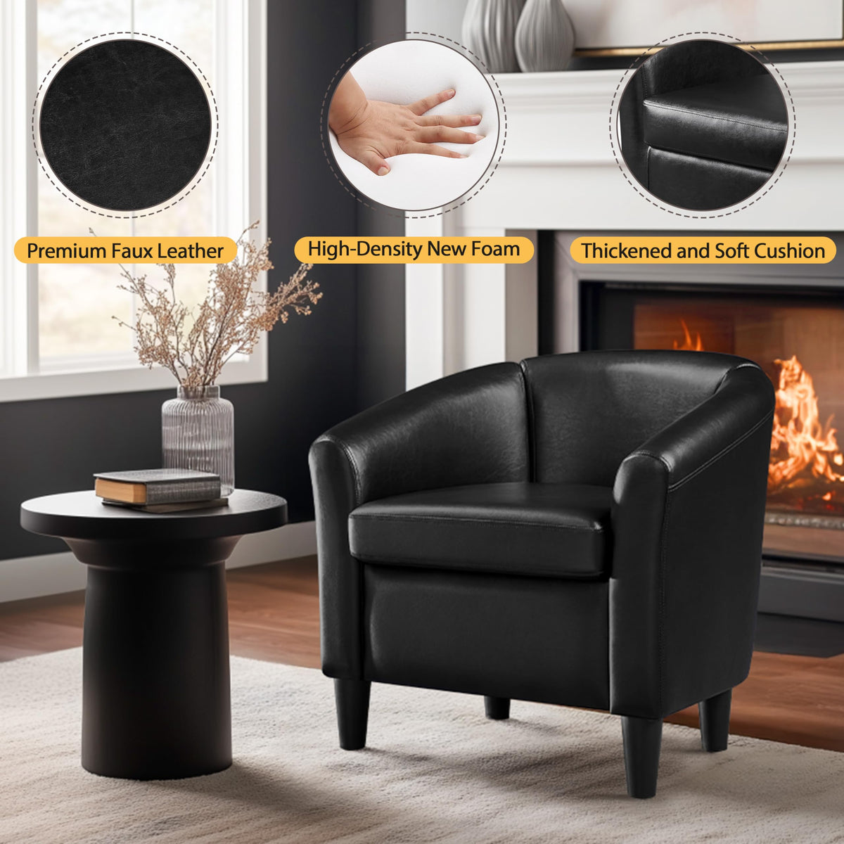 Black Faux Leather Accent Chair S47194