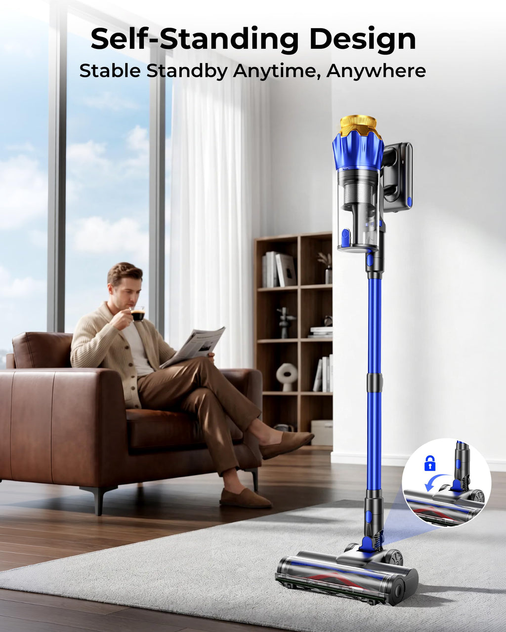 650W 55KPa Cordless Stick Vacuum Cleaner with Anti-Tangle Brush J683819