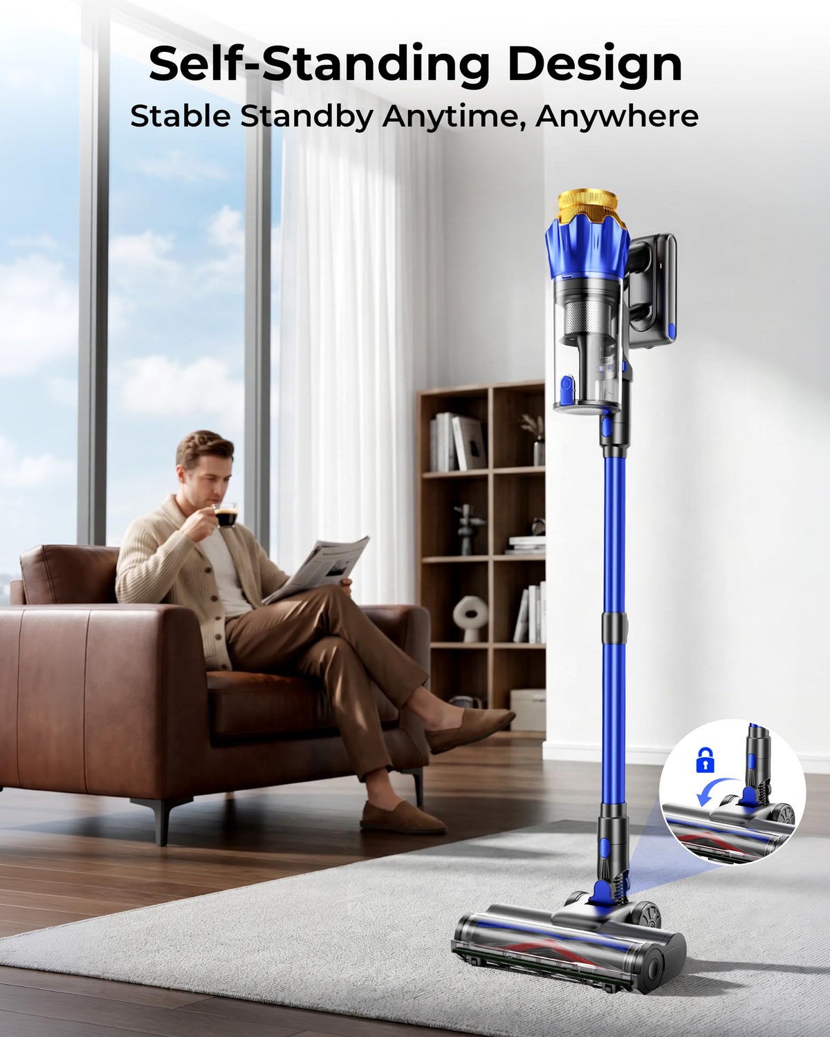 650W 55KPa Cordless Stick Vacuum Cleaner with Anti-Tangle Brush J683819