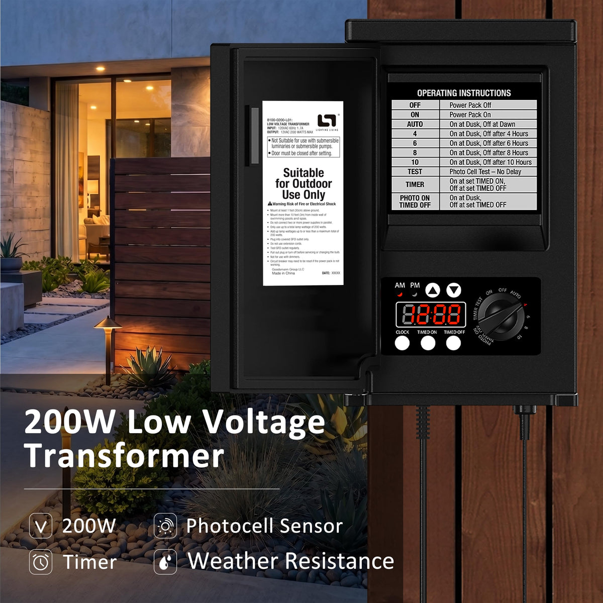 200W Low Voltage Landscape Transformer L997