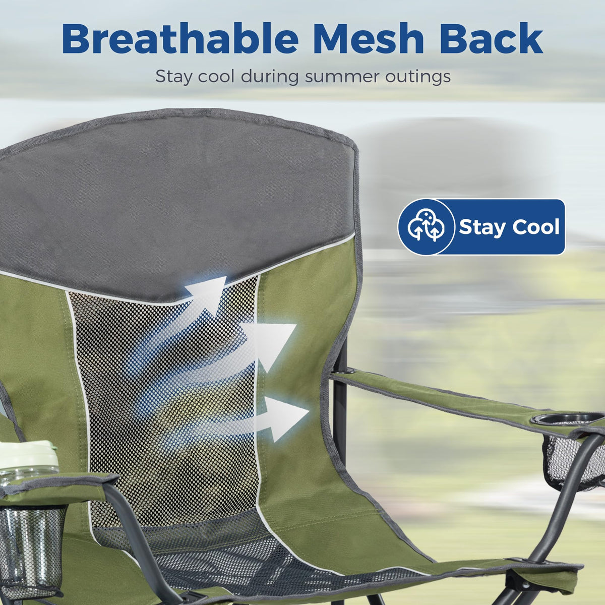 Oversized XL Camping Chair 2-Pack with Mesh Back, Green Q23927