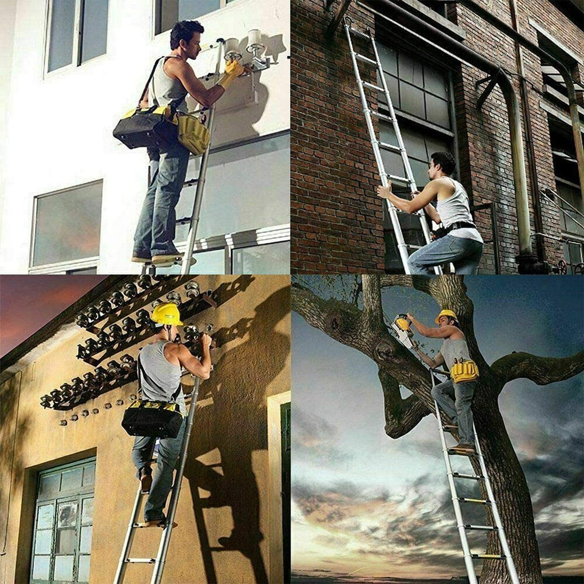 20.5FT Aluminum Telescoping Ladder with 2 Detachable Hooks X20028