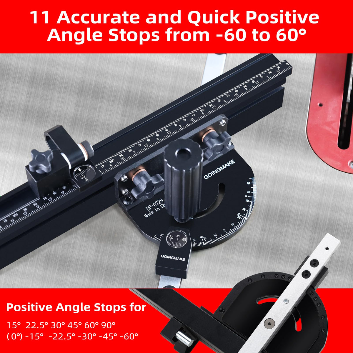 Portable Table Saw Miter Gauge with 18 Inch Fence and Flip Stop W558461
