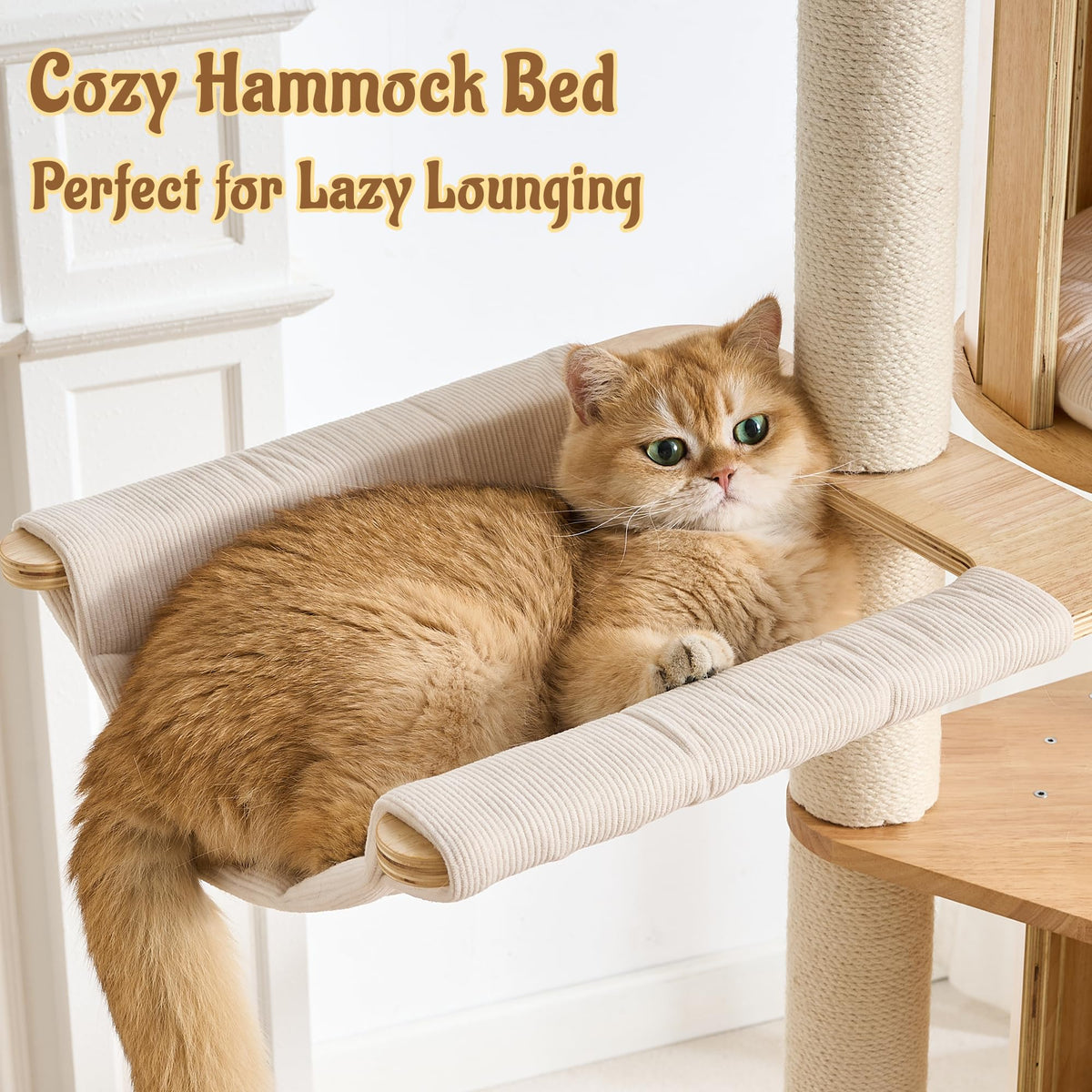 70" Wood Cat Tree with 2 Cat Caves G403010