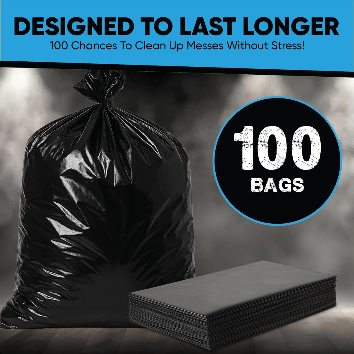 45 Gallon Heavy Duty Black Trash Bags 100 Count A678050