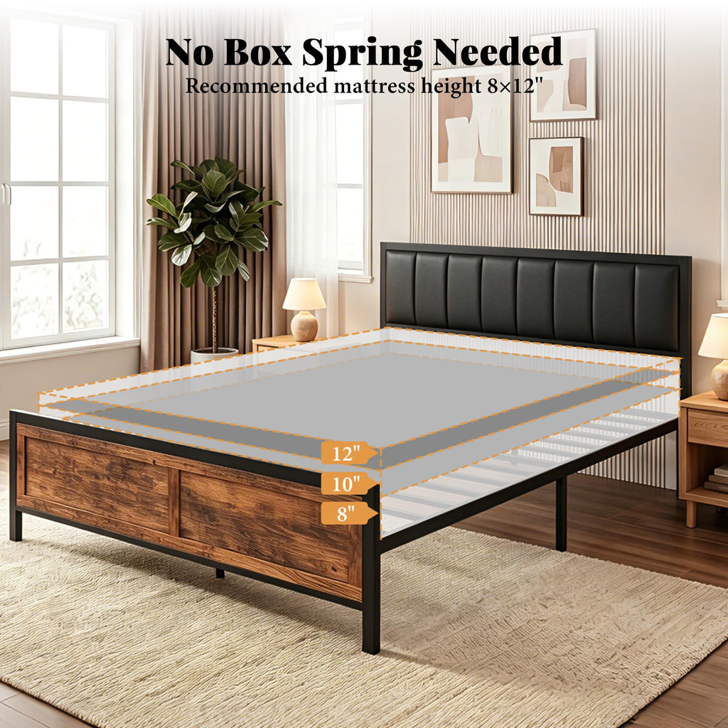 Full Size Metal Bed Frame with Headboard and Footboard G436737